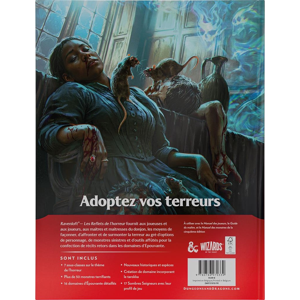 Ravenloft : Les Reflets de l'Horreur — dos du livre (édition française)