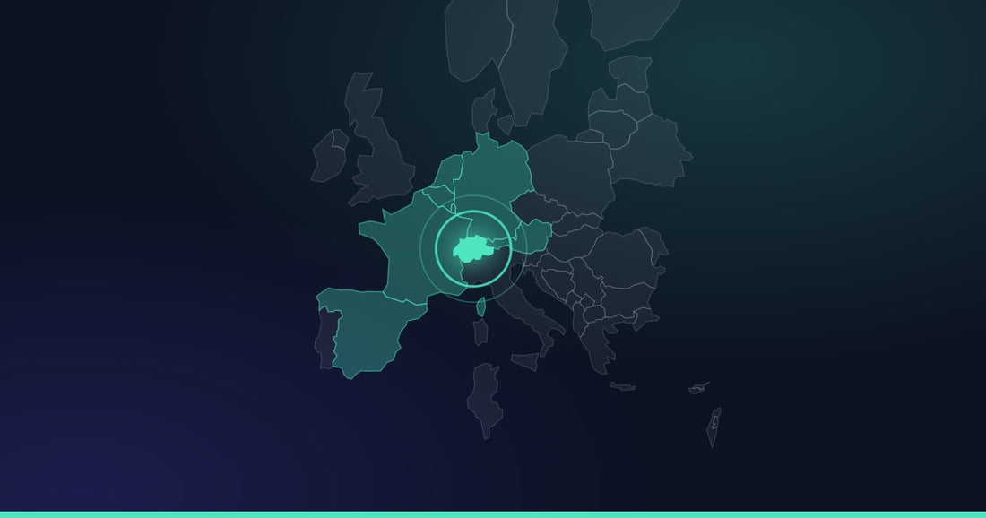 Carte d’Europe : la Suisse cerclée et allumée, à côté des pays déjà desservis.