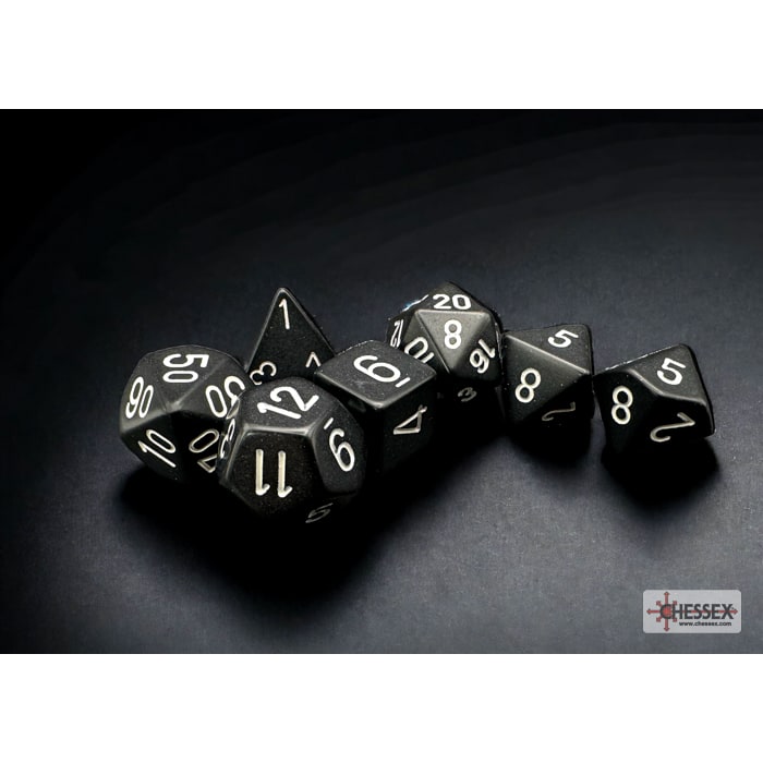 Les 7 dés Chessex Opaque noir/blanc