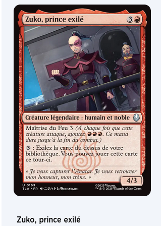 Pack d'Avant-Première MTG : Avatar, le dernier maître de l'air : Zuko (Version Française)